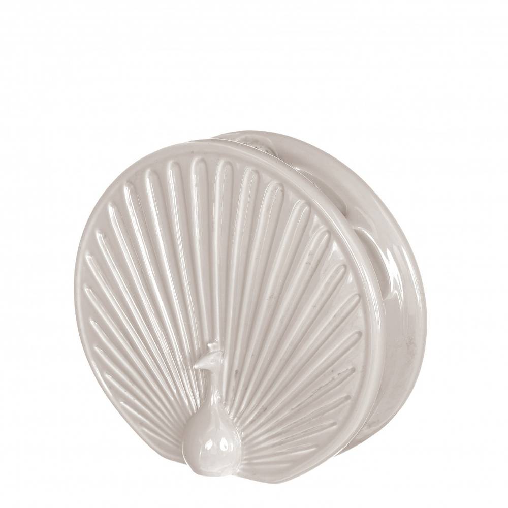 Keramik Vase Pfau weiss D09.5cm 19.5x07x18cm