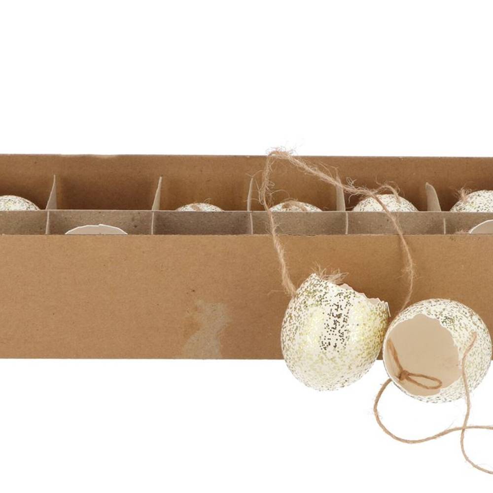 Ei Huhn Hänger Glitter weiss x12