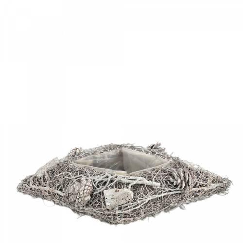 Übertopf Mühlenbeckia gebleicht 36x19x06cm