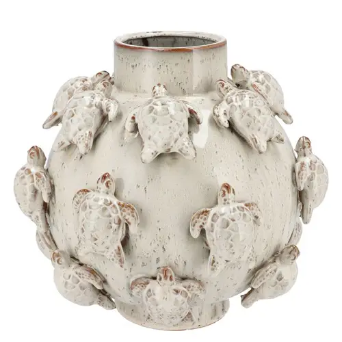 Keramik Vase Schildkröte weiss 32x32x30cm