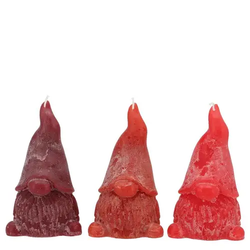 Kerze Gnom mix rot 06x10cm