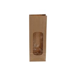 Tasche Gift Bag Fenster braun 06x10x28cm