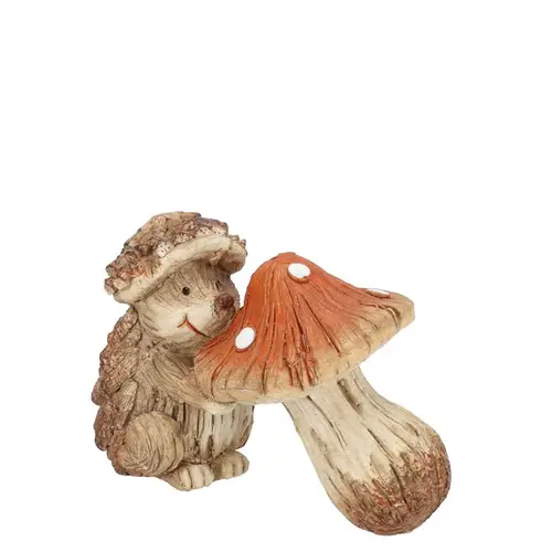 Igel mit Pilz Wonderland braun 14x08x10cm
