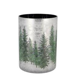 Glas Teelicht Ruby Wald silber 10x13cm