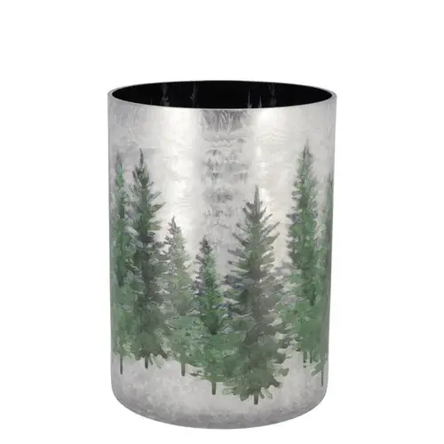 Glas Teelicht Ruby Wald silber 10x13cm