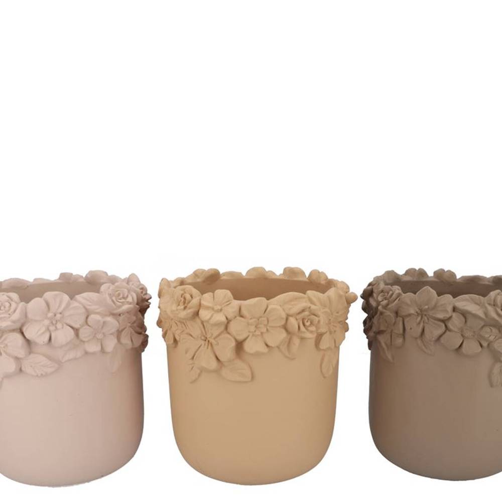 Keramik Übertopf Blumen Gigi mix braun 27x27x25cm 