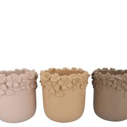 Keramik Übertopf Blumen Gigi mix braun 27x27x25cm 