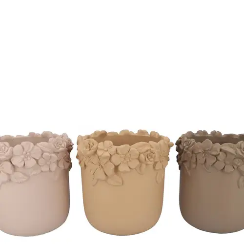 Keramik Übertopf Blumen Gigi mix braun 27x27x25cm 