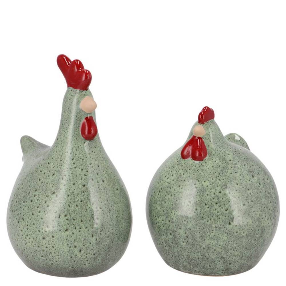 Keramik Huhn mix Jet grün 10x10x12cm