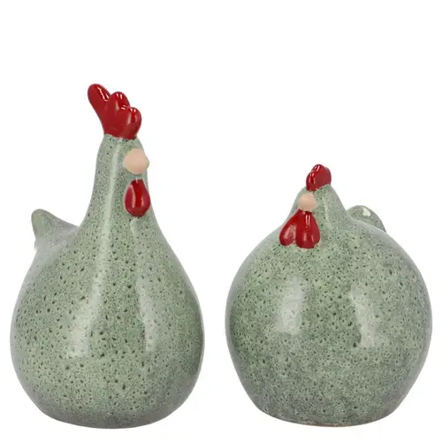 Keramik Huhn mix Jet grün 10x10x12cm