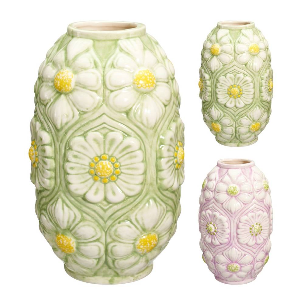 Keramik Vase Floral D14cm H22.5cm
