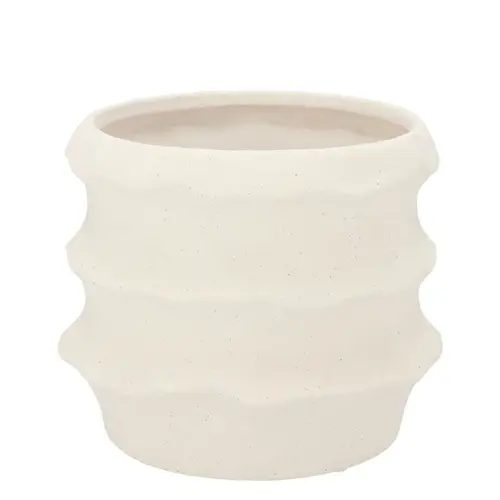 Keramik Übertopf Junia Structure weiss 15x15x12cm