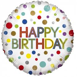 Ballon Eco Happy Birthday rund mix d45