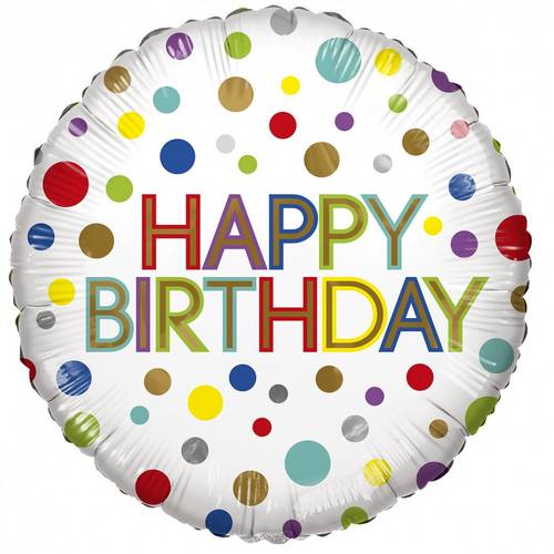 Ballon Eco Happy Birthday rund mix d45
