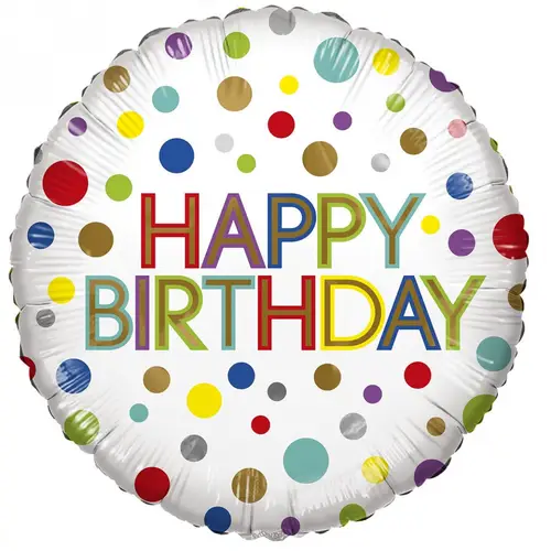 Ballon Eco Happy Birthday rund mix d45