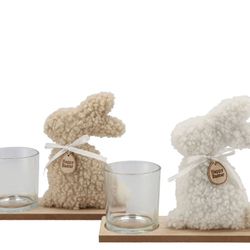 Teelichthalter Hase Wolly mix 18x08x21cm