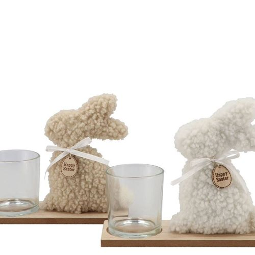 Teelichthalter Hase Wolly mix 18x08x21cm