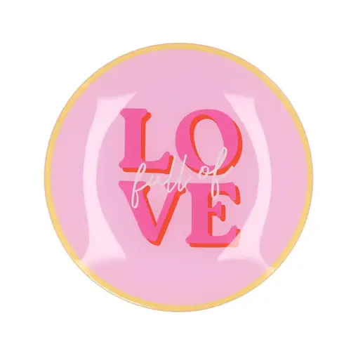 Teller Rund Love rosa 18x18x2cm