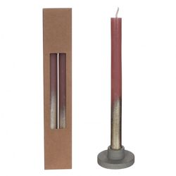 Kerze Goldspray alt rosa D02.1cm H25cm x2
