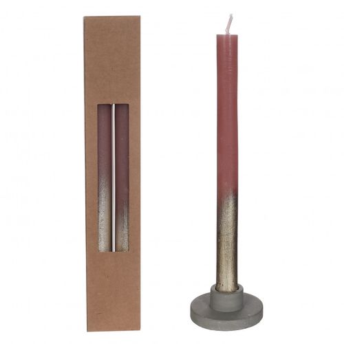 Kerze Goldspray alt rosa D02.1cm H25cm x2