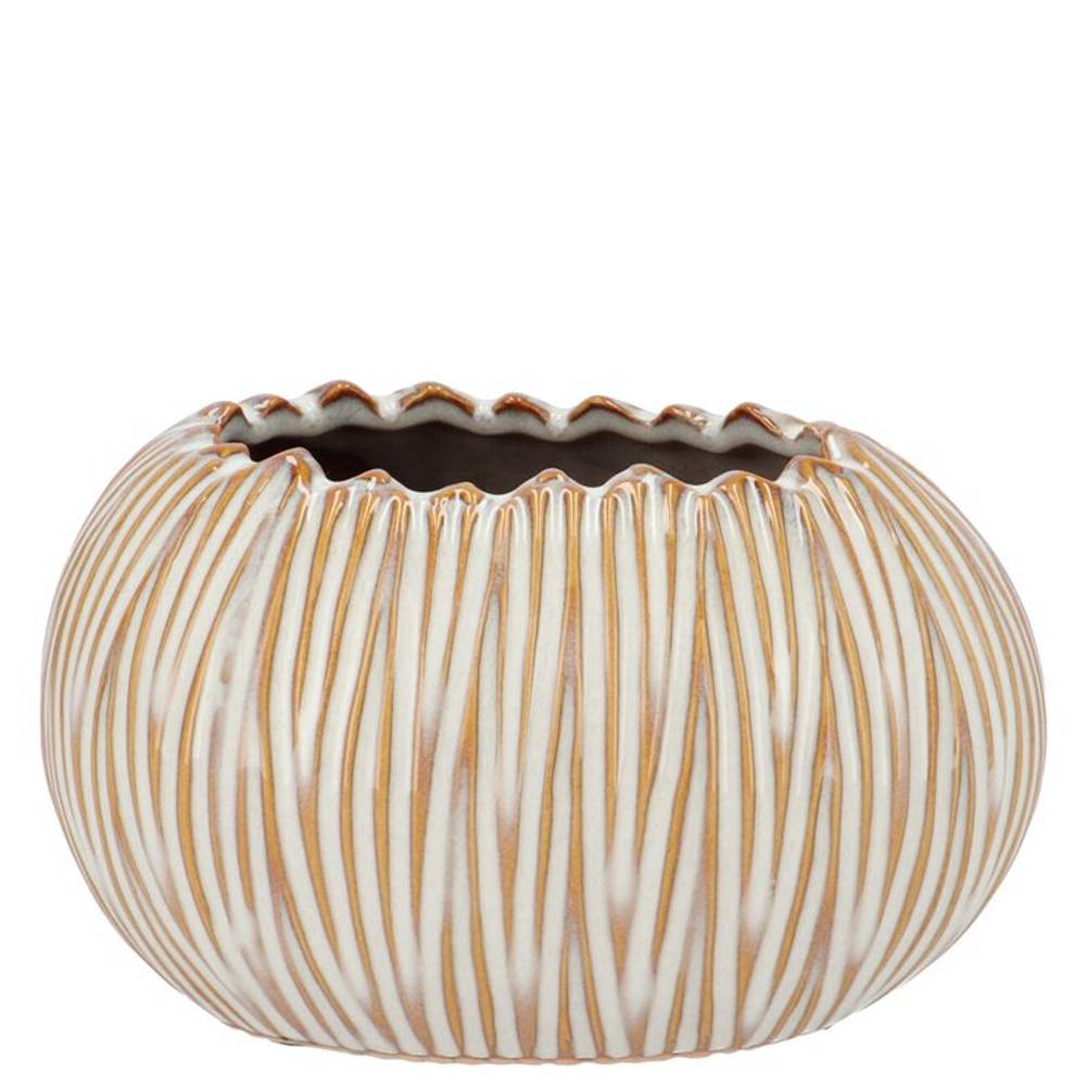 Keramik Übertopf Ella Oval creme 16x12x10cm