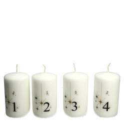 Stumpfkerze Safe Advent weiss D06cm H10cm