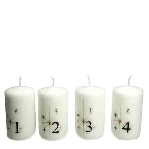 Stumpfkerze Safe Advent weiss D06cm H10cm