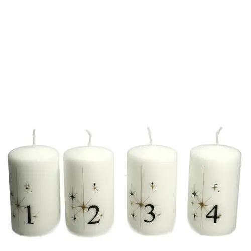 Stumpfkerze Safe Advent weiss D06cm H10cm