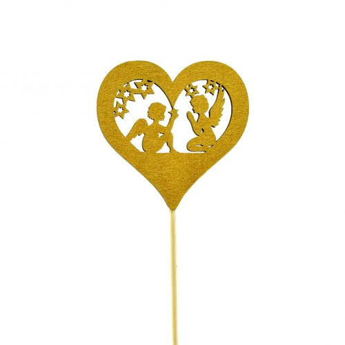 Herz auf Stab Engel gold D07cm L20cm