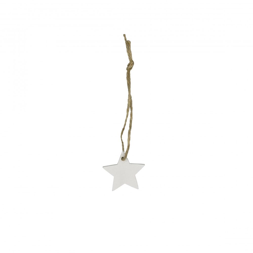 Deko Hänger Stern Holz weiss D03.5cm x36