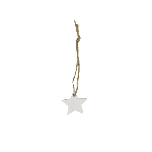 Deko Hänger Stern Holz weiss D03.5cm x36