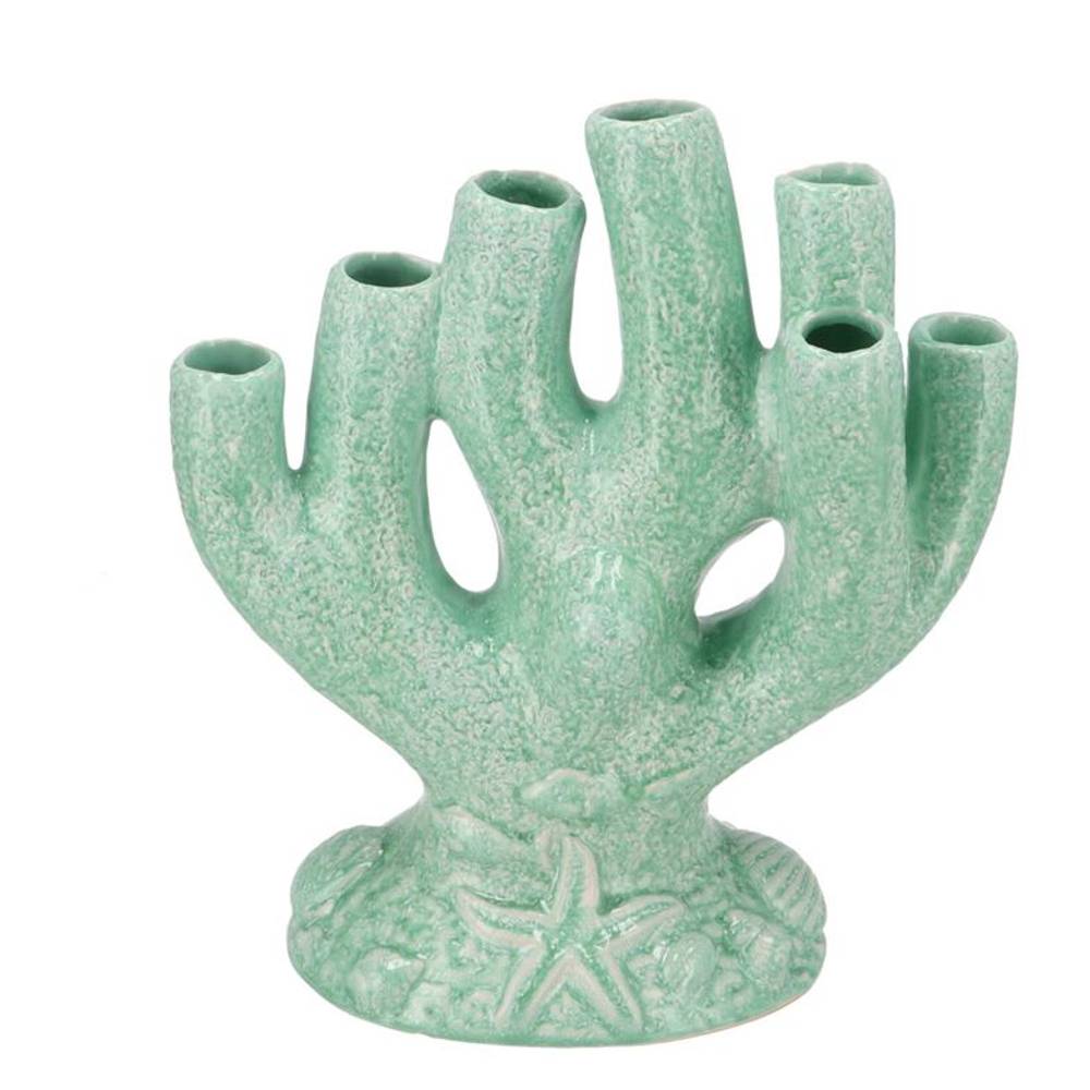Keramik Vase Koralle grün 18x10x19cm