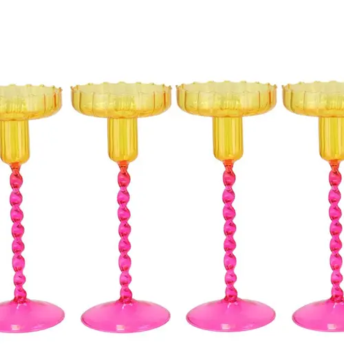 Kerzenständer Jules Dutch rosa/gelb 09x22cm