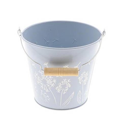 Zink Eimer Blume blau D14cm H13cm