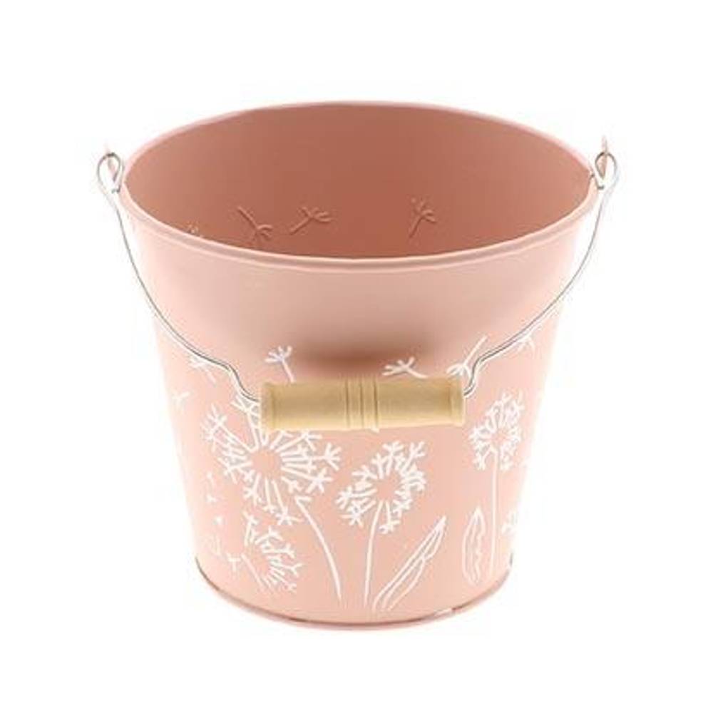 Zink Eimer Blume lachs D14cm H13cm