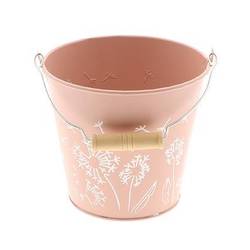 Zink Eimer Blume lachs D14cm H13cm