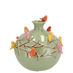 Keramik Vase Vogel Globe Pistache grün 18x18x18cm