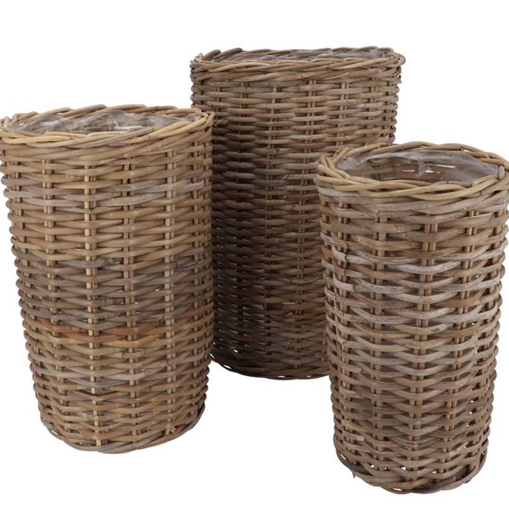 Korb Rattan Kuboo Zylinder S/3 23x40/27x45/34x50cm