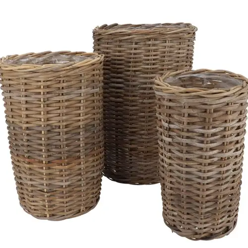 Korb Rattan Kuboo Zylinder S/3 23x40/27x45/34x50cm