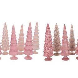 Glas Baum Twinkle Velvet mix rosa 10x30cm