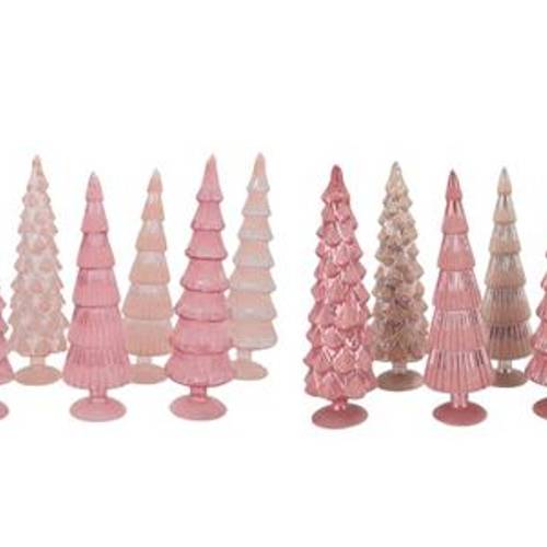 Glas Baum Twinkle Velvet mix rosa 10x30cm