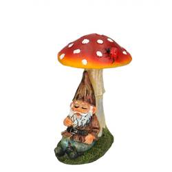 Deko Gnom+Pilz rot D10cm H12cm
