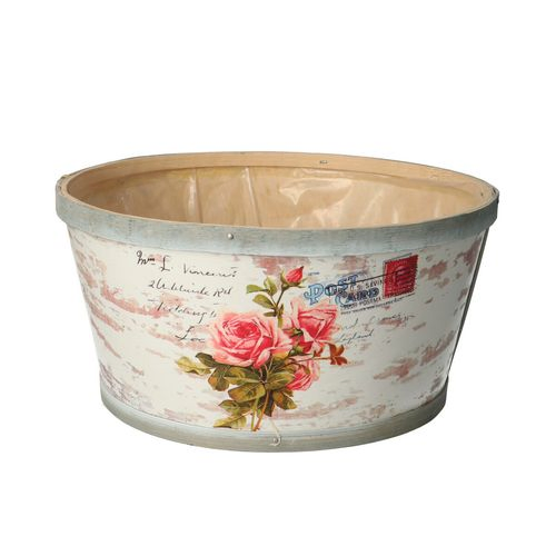 Holz Übertopf Rose D22cm H11cm