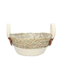 Korb Henkel Lily weiss/natur D25cm H12cm