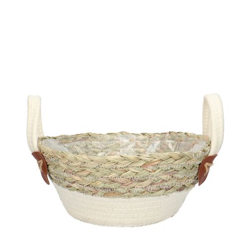 Korb Henkel Lily weiss/natur D25cm H12cm