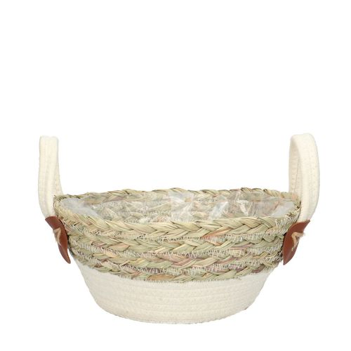 Korb Henkel Lily weiss/natur D25cm H12cm