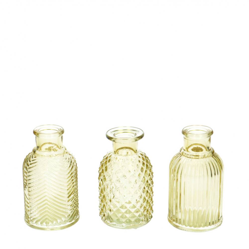 Glas Flasche Elske mix gelb D02/06cm H09.5cm