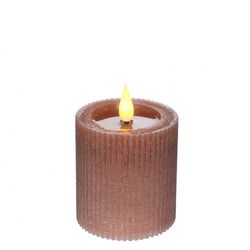 LED Stumpfkerze alt rosa D07cm H7.5cm ex.AAA