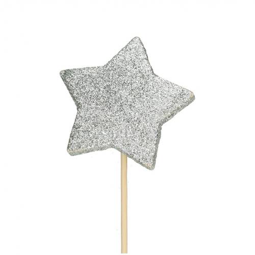 Stern auf Stab silber L50cm D07cm