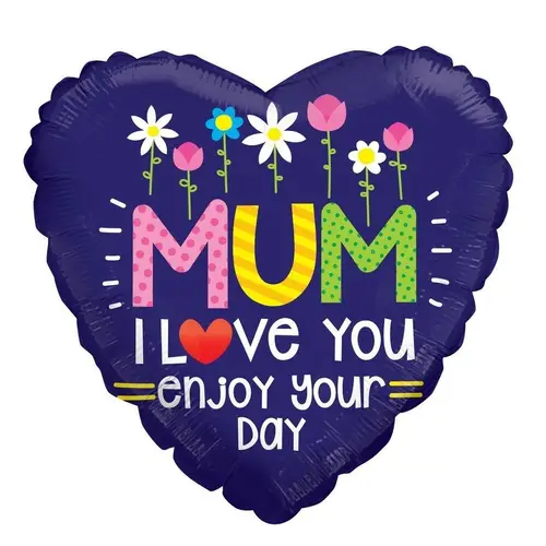 Ballon Herz Mum i love you lila d45cm